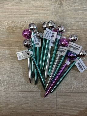 Scholastic Metallic Disco Ball Pens - Teal & Purple & Silver
